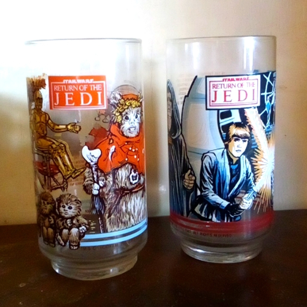Return of The Jedi Luke & Ewoks 1983 never used Burger king glasses
